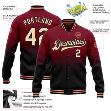 Load image into Gallery viewer, Custom Crimson City Cream-Black Bomber Full-Snap Varsity Letterman Fade Fashion Jacket
