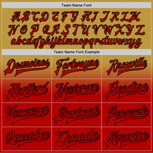 Load image into Gallery viewer, Custom Old Gold Red-Black Bomber Full-Snap Varsity Letterman Fade Fashion Jacket
