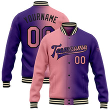 Load image into Gallery viewer, Custom Purple Medium Pink-Black Bomber Full-Snap Varsity Letterman Gradient Fashion Jacket
