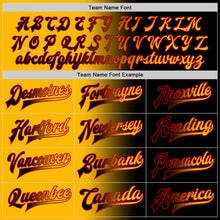 Load image into Gallery viewer, Custom Black Gold-Red Bomber Full-Snap Varsity Letterman Gradient Fashion Jacket
