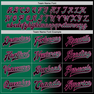 Custom Black Kelly Green-Pink Bomber Full-Snap Varsity Letterman Gradient Fashion Jacket