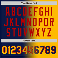 Load image into Gallery viewer, Custom Navy Gold-Red Bomber Full-Snap Varsity Letterman Gradient Fashion Jacket
