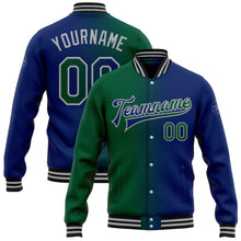 Load image into Gallery viewer, Custom Royal Kelly Green-Gray Bomber Full-Snap Varsity Letterman Gradient Fashion Jacket
