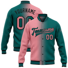 Load image into Gallery viewer, Custom Teal Medium Pink-Black Bomber Full-Snap Varsity Letterman Gradient Fashion Jacket
