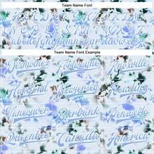 Load image into Gallery viewer, Custom White Light Blue Branches And Leaves 3D Pattern Design Bomber Full-Snap Varsity Letterman Jacket
