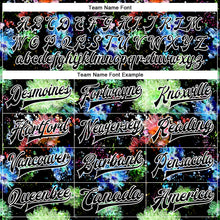 Load image into Gallery viewer, Custom Black White Glitter Bloom 3D Pattern Design Bomber Full-Snap Varsity Letterman Jacket
