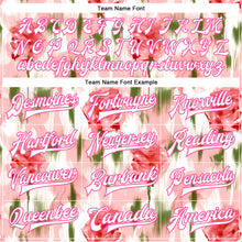 Load image into Gallery viewer, Custom Pink White Fuzzy Rose Art 3D Pattern Design Bomber Full-Snap Varsity Letterman Jacket
