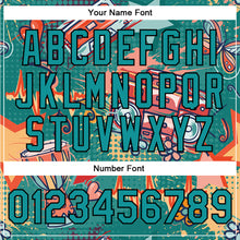 Load image into Gallery viewer, Custom Teal Black Music Festival 3D Pattern Design Bomber Full-Snap Varsity Letterman Jacket
