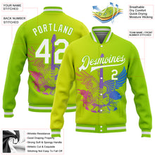 Load image into Gallery viewer, Custom Neon Green White-Neon Yellow Guitar Rock Roll Music Festival 3D Pattern Design Bomber Full-Snap Varsity Letterman Gradient Fashion Jacket
