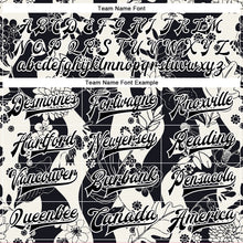 Load image into Gallery viewer, Custom Black White Floral Wave 3D Pattern Design Bomber Full-Snap Varsity Letterman Jacket
