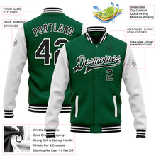 Load image into Gallery viewer, Custom Kelly Green Black-White Bomber Full-Snap Varsity Letterman Two Tone Jacket
