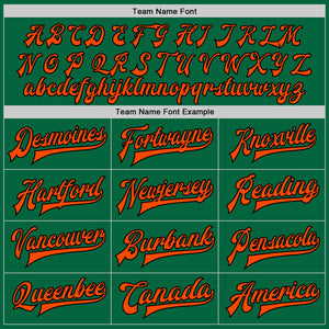 Custom Kelly Green Orange-Black Bomber Full-Snap Varsity Letterman Two Tone Jacket