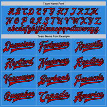 Load image into Gallery viewer, Custom Powder Blue Red-Black Bomber Full-Snap Varsity Letterman Two Tone Jacket
