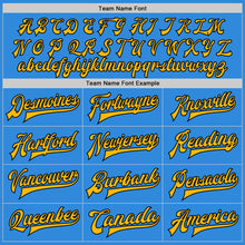 Load image into Gallery viewer, Custom Powder Blue Gold-Black Bomber Full-Snap Varsity Letterman Two Tone Jacket
