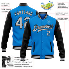 Load image into Gallery viewer, Custom Powder Blue Gray-Black Bomber Full-Snap Varsity Letterman Two Tone Jacket
