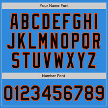 Load image into Gallery viewer, Custom Powder Blue Black-Orange Bomber Full-Snap Varsity Letterman Two Tone Jacket
