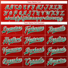 Load image into Gallery viewer, Custom Red Kelly Green-White Christmas 3D Bomber Full-Snap Varsity Letterman Jacket
