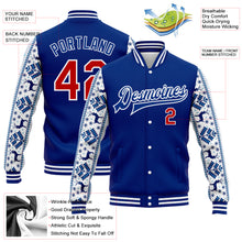 Load image into Gallery viewer, Custom Royal Red-White Christmas 3D Bomber Full-Snap Varsity Letterman Jacket

