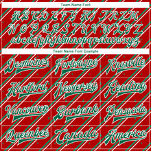 Load image into Gallery viewer, Custom Red Kelly Green-White Christmas 3D Bomber Full-Snap Varsity Letterman Jacket
