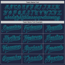 Load image into Gallery viewer, Custom Navy Cream-Teal Bomber Full-Snap Varsity Letterman Two Tone Jacket
