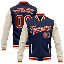Load image into Gallery viewer, Custom Navy Red-Cream Bomber Full-Snap Varsity Letterman Two Tone Jacket
