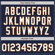 Load image into Gallery viewer, Custom Navy White-Texas Orange Bomber Full-Snap Varsity Letterman Two Tone Jacket
