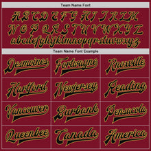 Load image into Gallery viewer, Custom Crimson Black Cream-Old Gold Bomber Full-Snap Varsity Letterman Two Tone Jacket
