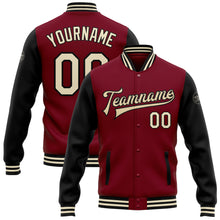 Load image into Gallery viewer, Custom Crimson Cream-Black Bomber Full-Snap Varsity Letterman Two Tone Jacket
