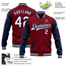 Load image into Gallery viewer, Custom Crimson White-Navy Bomber Full-Snap Varsity Letterman Two Tone Jacket
