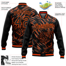 Load image into Gallery viewer, Custom Black Orange Tiger 3D Pattern Design Bomber Full-Snap Varsity Letterman Jacket
