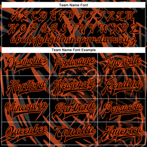 Custom Black Orange Tiger 3D Pattern Design Bomber Full-Snap Varsity Letterman Jacket