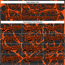 Load image into Gallery viewer, Custom Black Orange Abstract Network And Tiger 3D Pattern Design Bomber Full-Snap Varsity Letterman Jacket
