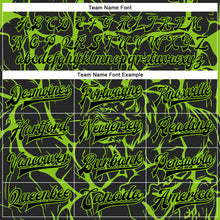 Load image into Gallery viewer, Custom Black Neon Green Abstract Network And Tiger 3D Pattern Design Bomber Full-Snap Varsity Letterman Jacket
