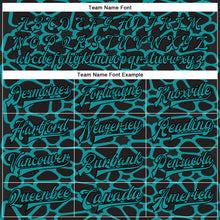 Load image into Gallery viewer, Custom Black Teal Spotted 3D Pattern Design Bomber Full-Snap Varsity Letterman Jacket
