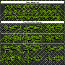 Load image into Gallery viewer, Custom Black Neon Green Check And Tiger 3D Pattern Design Bomber Full-Snap Varsity Letterman Jacket
