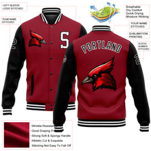 Load image into Gallery viewer, Custom Cardinal Black-White 3D Pattern Design Bomber Full-Snap Varsity Letterman Jacket
