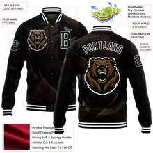 Load image into Gallery viewer, Custom Black White 3D Pattern Design Bomber Full-Snap Varsity Letterman Jacket
