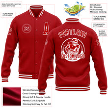 Load image into Gallery viewer, Custom Red White Bomber Full-Snap Varsity Letterman Jacket
