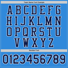 Load image into Gallery viewer, Custom Powder Blue Navy-White Bomber Full-Snap Varsity Letterman Jacket
