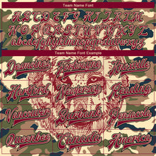 Load image into Gallery viewer, Custom Camo Crimson City Cream-Black Wolf 3D Pattern Design Bomber Full-Snap Varsity Letterman Salute To Service Jacket
