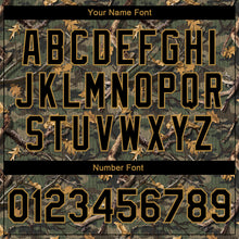 Load image into Gallery viewer, Custom Camo Black-Old Gold Classic Wood Camouflage 3D Bomber Full-Snap Varsity Letterman Salute To Service Jacket

