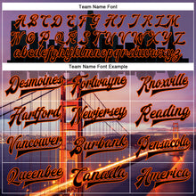 Load image into Gallery viewer, Custom Black Orange The Golden Gate Bridge San Francisco California City Edition 3D Bomber Full-Snap Varsity Letterman Jacket
