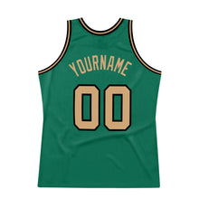 Load image into Gallery viewer, Custom Kelly Green Old Gold-Black Authentic Throwback Basketball Jersey
