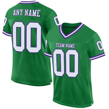 Load image into Gallery viewer, Custom Grass Green White-Purple Mesh Authentic Throwback Football Jersey
