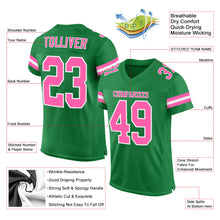 Load image into Gallery viewer, Custom Grass Green Pink-White Mesh Authentic Football Jersey
