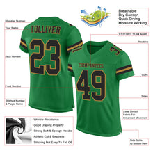 Load image into Gallery viewer, Custom Grass Green Black-Old Gold Mesh Authentic Football Jersey
