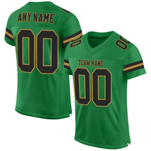 Load image into Gallery viewer, Custom Grass Green Black-Old Gold Mesh Authentic Football Jersey
