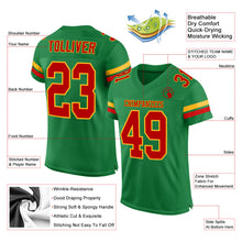 Load image into Gallery viewer, Custom Grass Green Red-Gold Mesh Authentic Football Jersey
