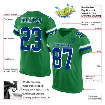 Custom Grass Green Royal-White Mesh Authentic Football Jersey