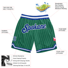 Load image into Gallery viewer, Custom Kelly Green White Pinstripe Royal-White Authentic Basketball Shorts
